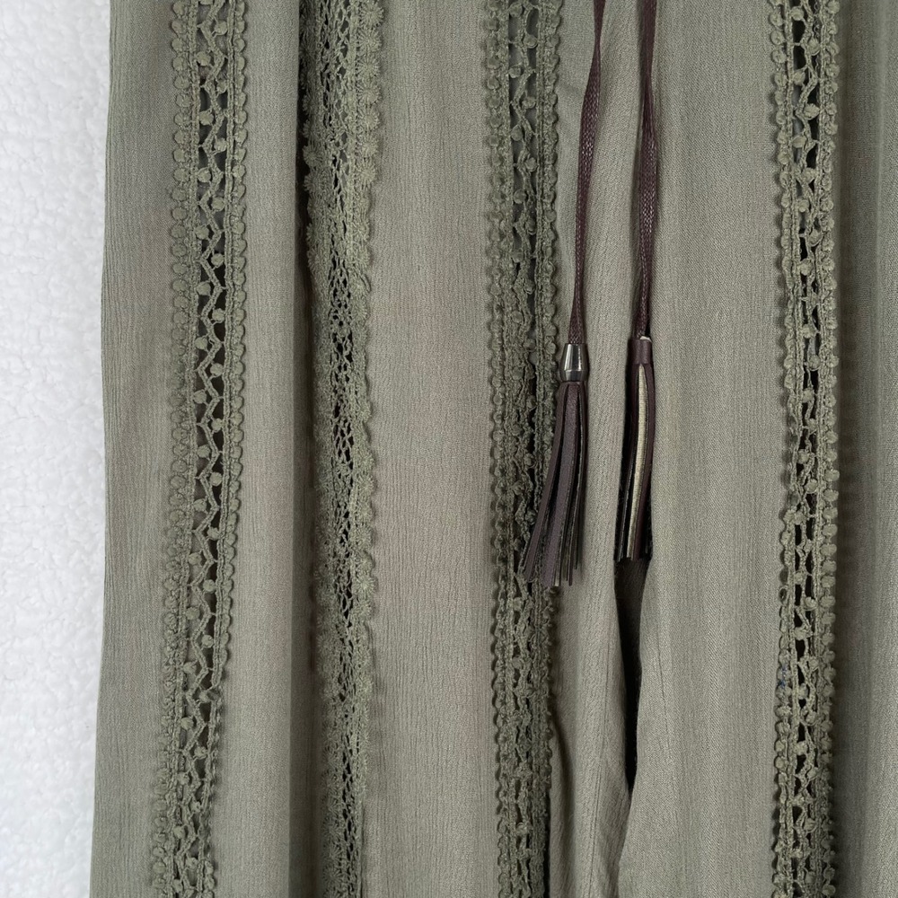 Altard State Womens L Sage Green Wide Leg Palazzo Pants Corset Waist Lace 17G361 - Picture 3 of 13